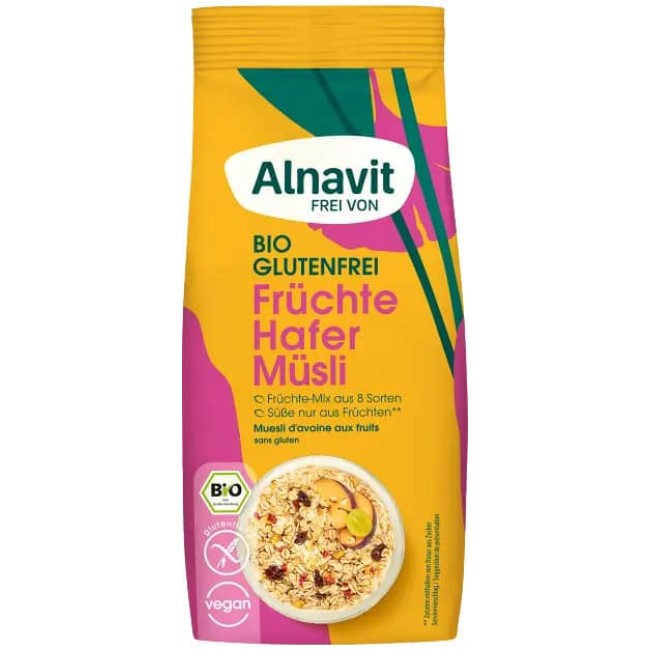 Musli cu ovaz si fructe fara gluten bio 350g Alnavit Musli cu ovaz si fructe fara gluten bio 350g Alnavit